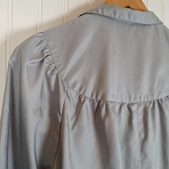 VTG Duckwear / Misty Harbor Long Trench Rain Coat Womens L Blue Button Front 80s - Picture 7 of 12